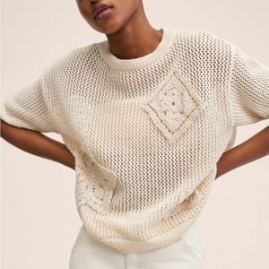 Mango Open work-detail embroider sweater NEVER WORN WITH TAGS ON size S